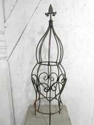 Small obelisk trellis for pots, plants and for. 30 Small Wrought Iron Sphere And Finial Obelisk Trellis Flower Support Trellises Home Garden