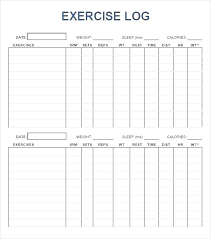 Food Journal Template For Weight Loss Exercise Log Diary Printable