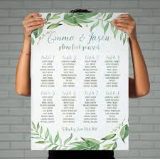 Green Wedding Seating Plan Table Printable Wedding Seating