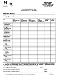 cation aide skills checklist fill