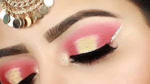 how to do red and golden eye makeup for