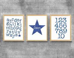 Blue Abc 123 Navy Playroom Print