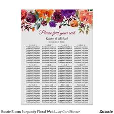 Rustic Bloom Burgundy Floral Wedding Seating Chart Zazzle