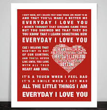 Boyzone Every Day I Love You Song Lyrics Music Word Art Poster Print