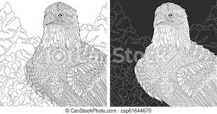 Colouring picture with bald eagle drawn in zentangle style. Coloring Pages With Eagle Eagle Drawn In Black And White Colouring Style Freehand Sketch Drawing With Doodle And Zentangle Canstock