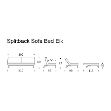 splitback sofa bed oak 210x96cm