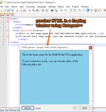 how to preview html in notepad