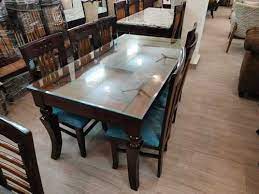 Modern Wooden Glass Top Dining Table