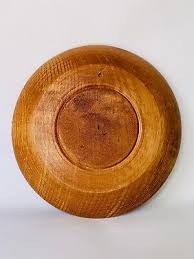 Carved Wooden Plate Vintage Handmade