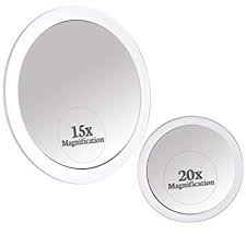 Amazon Com 20x 15x Magnifying Mirror Set Combo With 3 Suction Cups Each Compact Travel Ready 6 Inch 4 Inch Wide Beauty