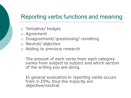 Thomas and Hawes        classification for reporting verbs 