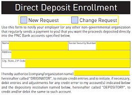 pnc bank direct deposit authorization