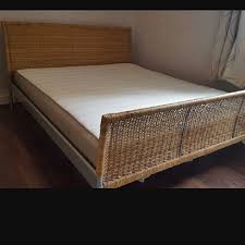 rattan bed frame with mattress