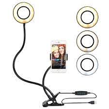Clamp Phone Holder With Ring Light Flexible For Live Stream Or Phone D Socialite Lighting
