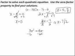Zero Factor Property To Solve Quadratic