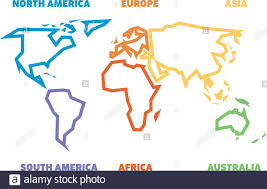 Startseite landkarten welt weltkarte länder umrisse. Vereinfachte Dicke Umrisse Der Weltkarte Die Auf Sechs Kontinente Aufgeteilt Ist Einfache Flache Vektorgrafik Auf Weissem Hintergrund Stock Vektorgrafik Alamy