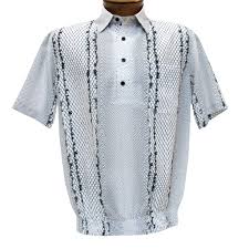Mens Banded Bottom Shirt By Bassiri Our Exclusive Microfiber Polyester Short Sleeve Easy Care 62045 White