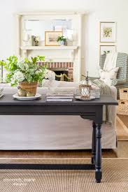 decorate a sofa table for spring