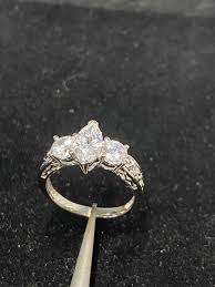 14kt white gold diamond ring czs size 7