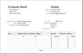 Microsoft Payroll Template Employee Payslip Template For Ms Excel