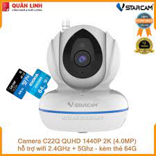 Camera giám sát IP wifi hồng ngoại ban đêm Vstarcam C22Q QUHD 1440P 4MP kèm  thẻ 64GB - Camera chống trộm