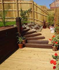 Patio Decking Railway Sleeper Steps