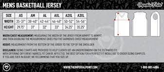 basketball uniform size charts for