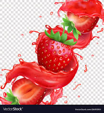 strawberry fruit in splashing juice