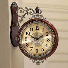 Hanging Double Sided Wall Clock Brown