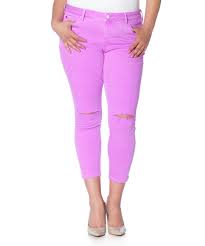 Slink Jeans Neon Purple Distressed Knee Crop Jeans Women Plus