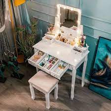 gkw warm white dressing table with 10