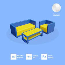Premium Psd 3d Sofa And Table Icon