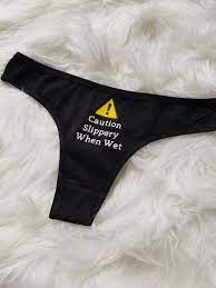 Caution Slippery When Wet Panties Funny Underwear - Etsy