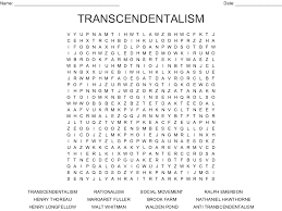 transcendentalism word search wordmint transcendentalism word search