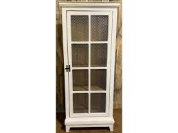 For the ultimate storage cabinet for your pantry, choose an option that an aesthetic rustic style kitchen cabinet of wooden materials in white. 05 2 103 15 E1 Weathered White Single Door Pantry With Wire