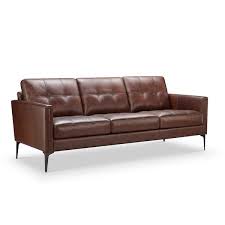 Straight Leather Sofa Brown