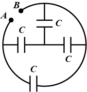 Find equivalent capacitance between points A and B. the answer will be C.
