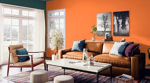Simple Orange Colour Combination Living