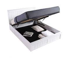 white wooden ottoman bed frame