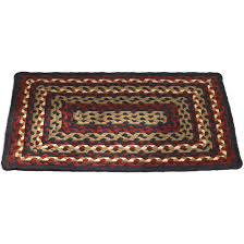 black cotton braided area rug red cream