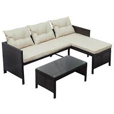 3 piece outdoor sectional sofa brown