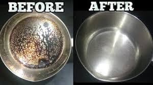 how to clean burnt stainless steel pot