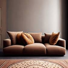 light brown sofa with beige carpet