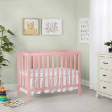Dusty Pink Convertible Mini Crib