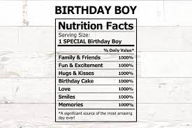 birthday nutrition for boy svg file