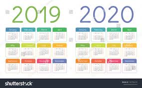 Calendar 2019 2020 Years Colorful Calender Set Week