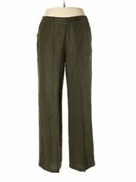 Details About Coldwater Creek Women Green Linen Pants 14 Petite