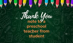 thank you note to a pre teacher