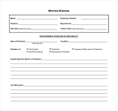 Warning Letter Template Free Employee For Poor Performance