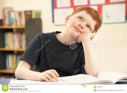 Schoolboy Daydreaming In Classroom Stock Image Image Of Interested
